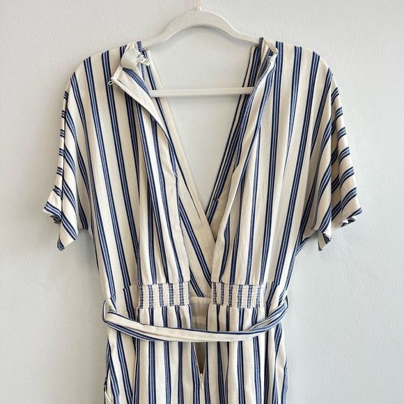 Anthropologie Greylin Blue Striped Josie Romper Shorts Size M Belted Soft - Picture 11 of 16